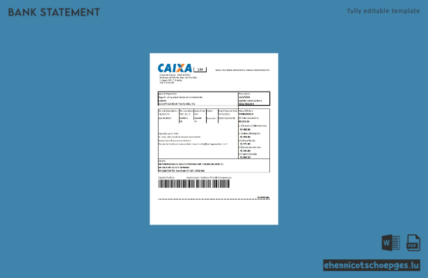Beispiel für einen Kontoauszug der brasilianischen Caixa-Bank (Excel-Vorschau)